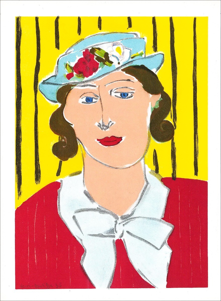 "Woman with hat" by Henri Matisse - Lithography Signed 1939