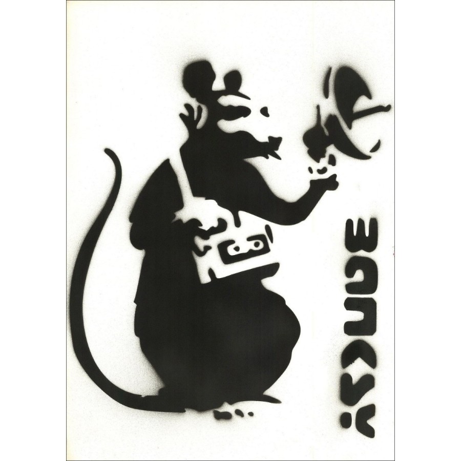 BANKSY Dopo la vernice con stencil su carta di vello da acquistare - Rat Radio