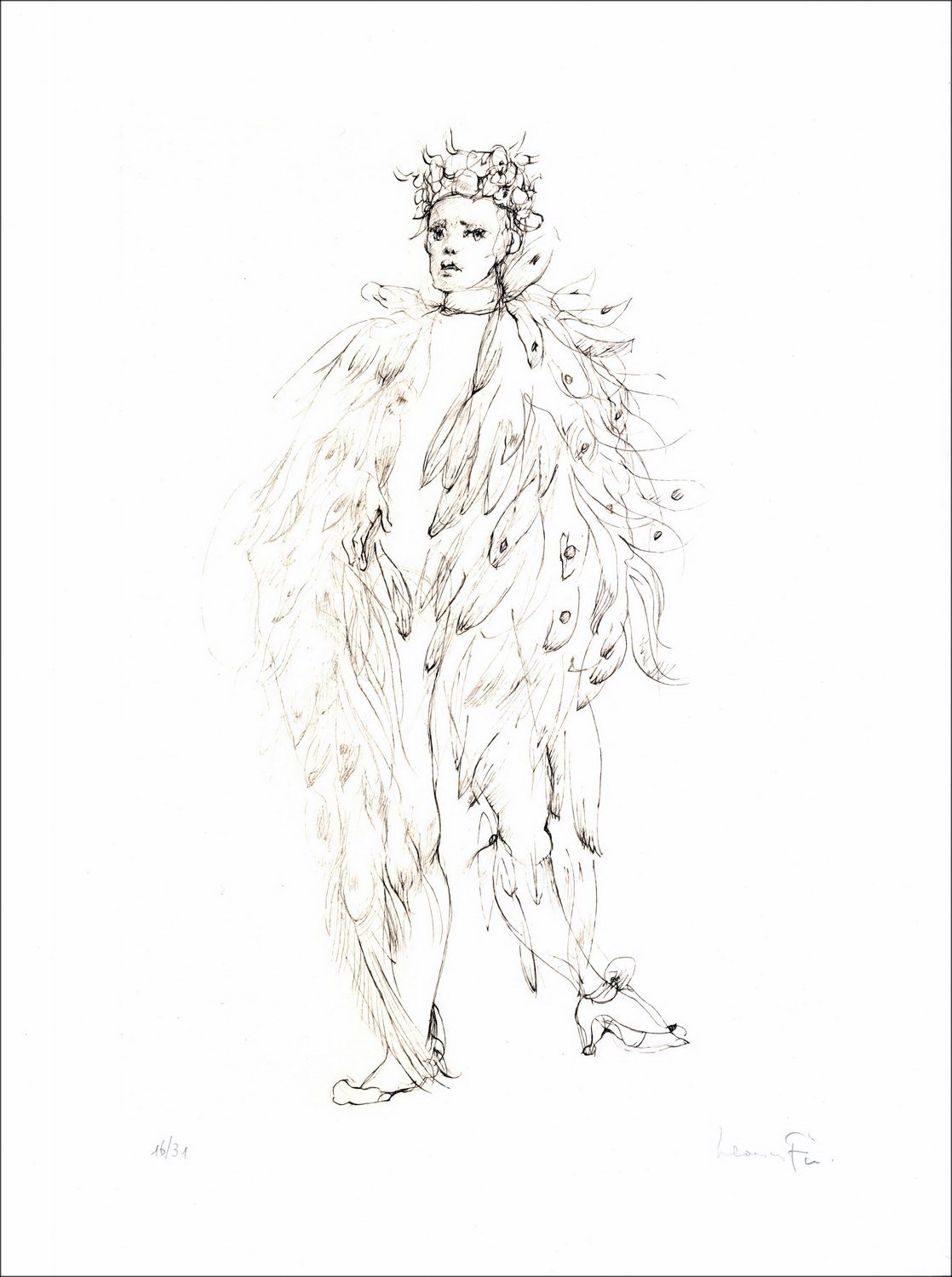 Léonor FINI - Incisione originale a puntasecca "Gli eletti della notte 04" 38x28cm - Firmata a matita e numerata - 1986 - Pa