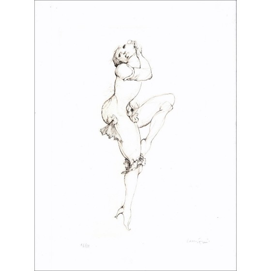 Léonor FINI - Oorspronkelijke gravure met droge afdruk "Les élus de la nuit 06" 38x28cm - Getekend met potlood en genummerd - 19