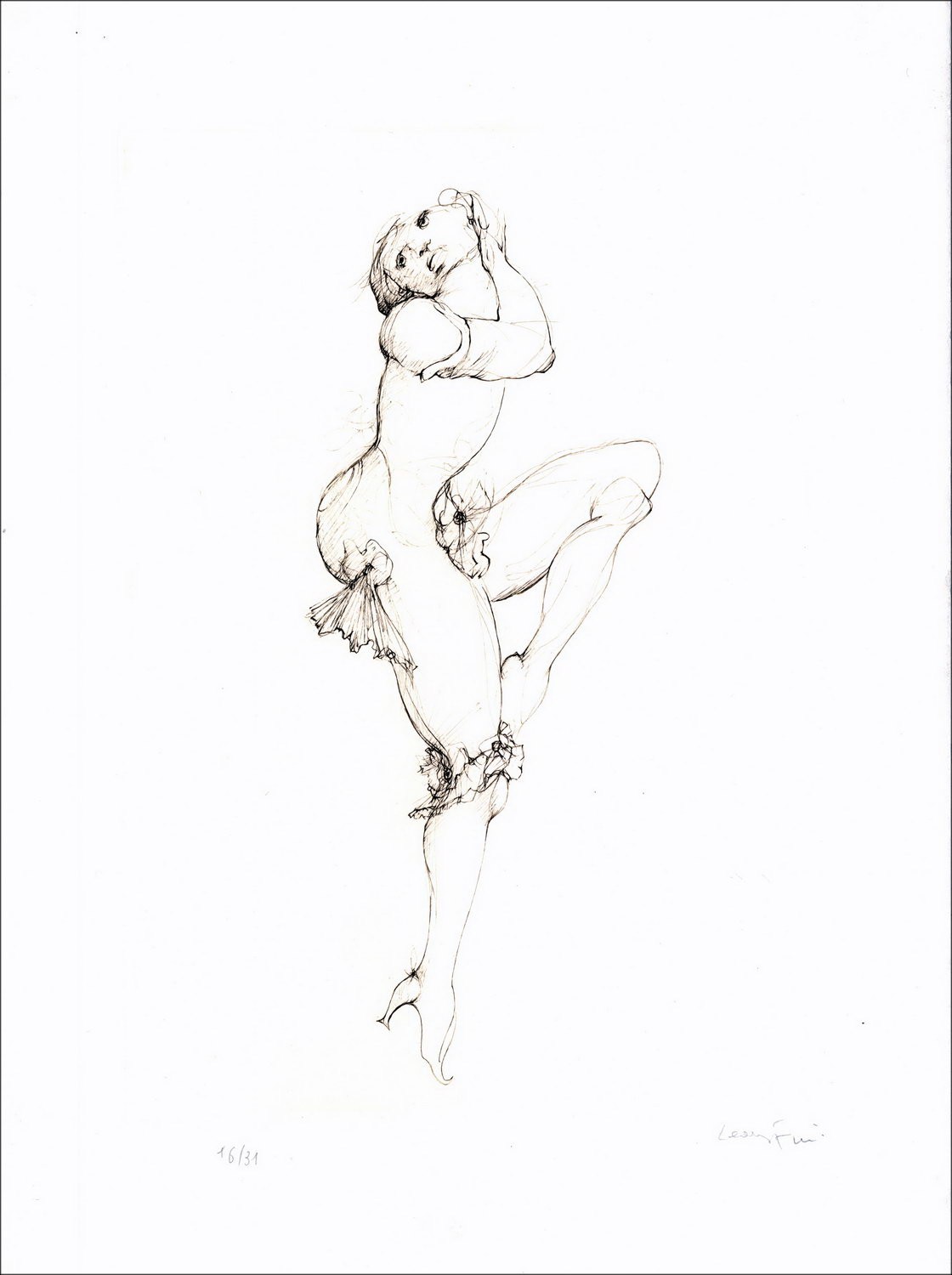 Léonor FINI - Oorspronkelijke gravure met droge afdruk "Les élus de la nuit 06" 38x28cm - Getekend met potlood en genummerd - 19