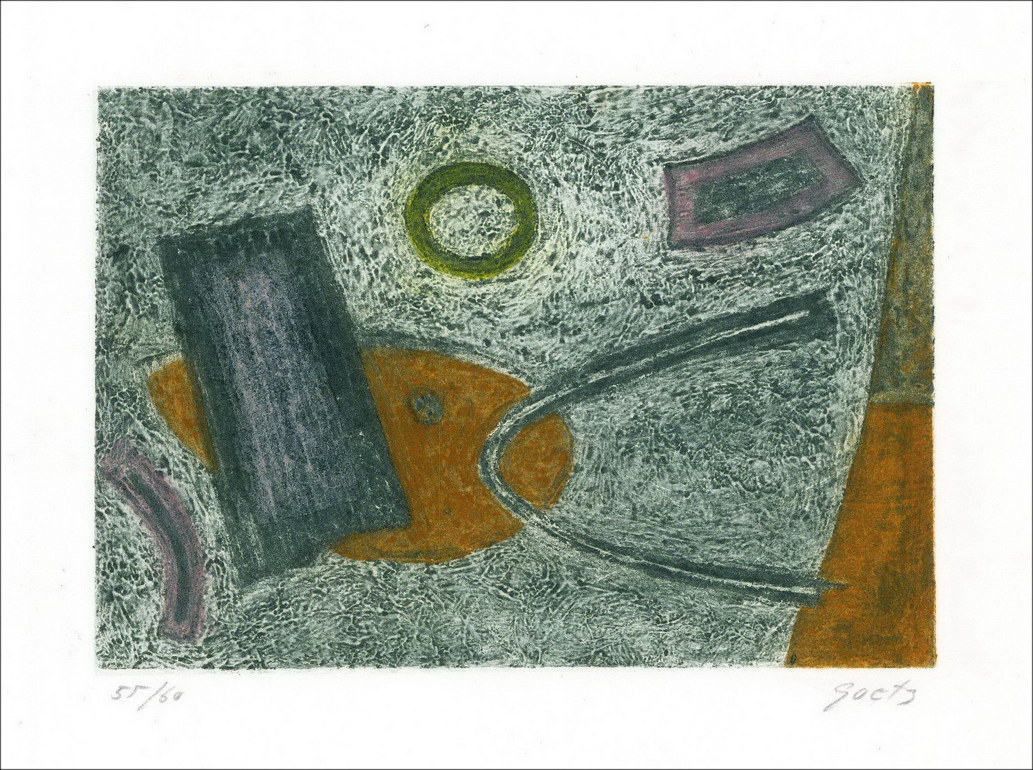 Henri Goetz - Incisione originale "Composizione" 28x38 cm firmata e numerata a matita dall'artista