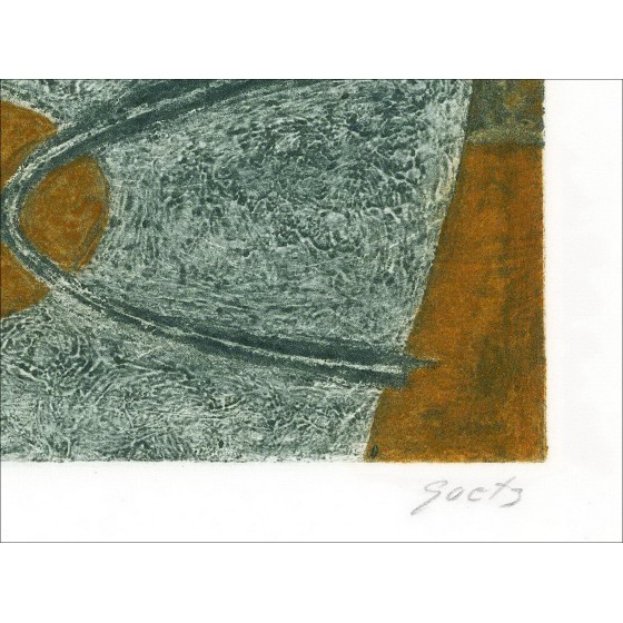 Henri Goetz - Incisione originale "Composizione" 28x38 cm firmata e numerata a matita dall'artista