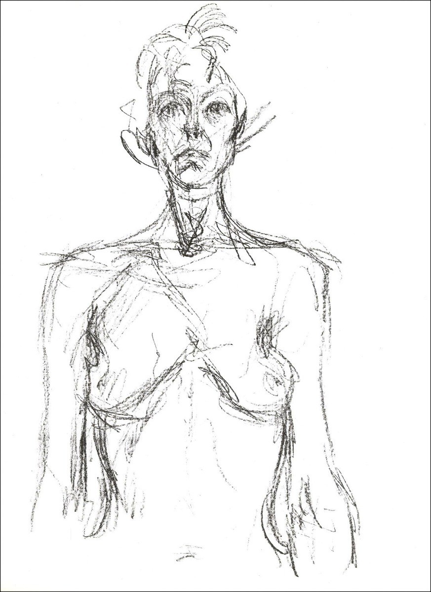 Alberto GIACOMETTI - Lithographie "Femme nue à l'atelier" 38x28cm - 1961 - Edition originale Maeght