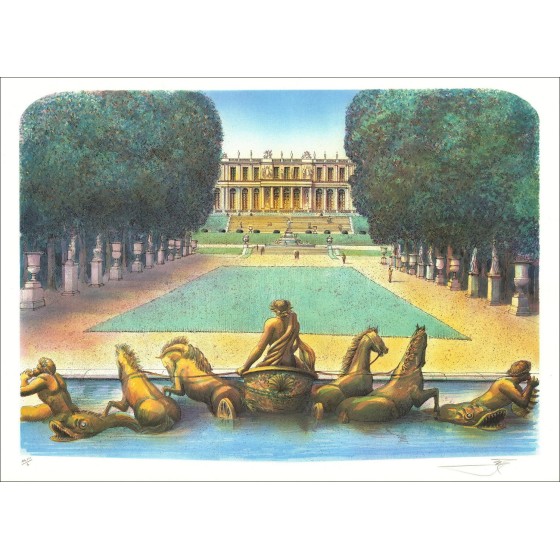 Rolf Rafflewski - Origineel Litho's "Palace of Versailles, The Apollo Bassin" 54x75cm