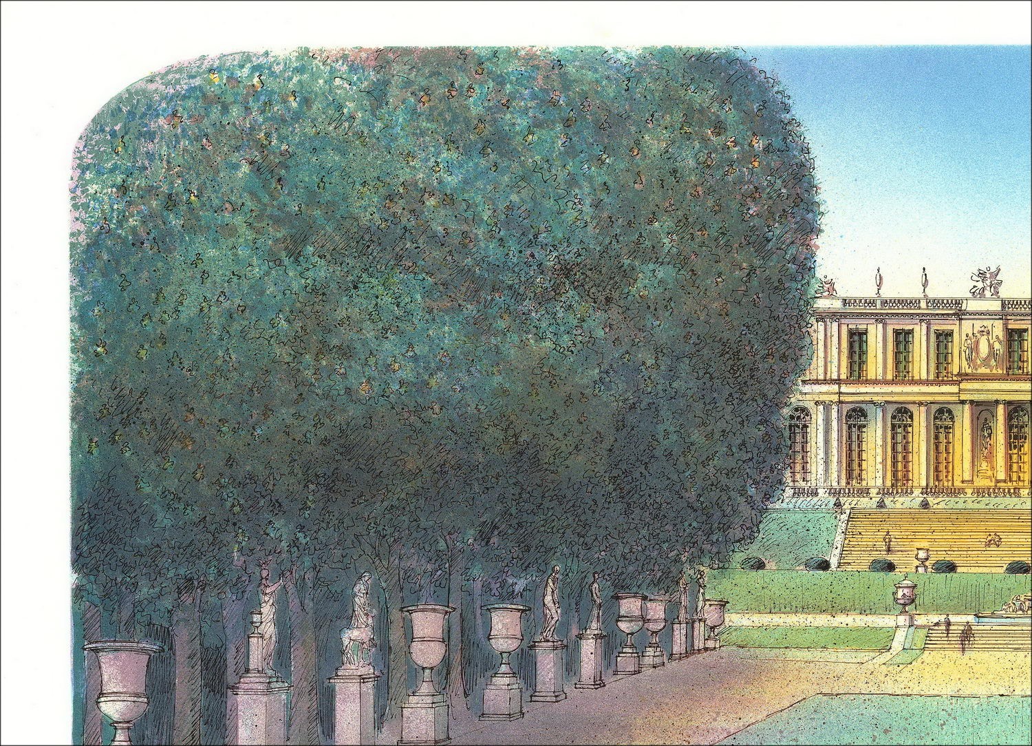 Rolf RAFFLEWSKI - Lithographie Originale "Château de Versailles, le bassin d’Apollon" 54x75cm