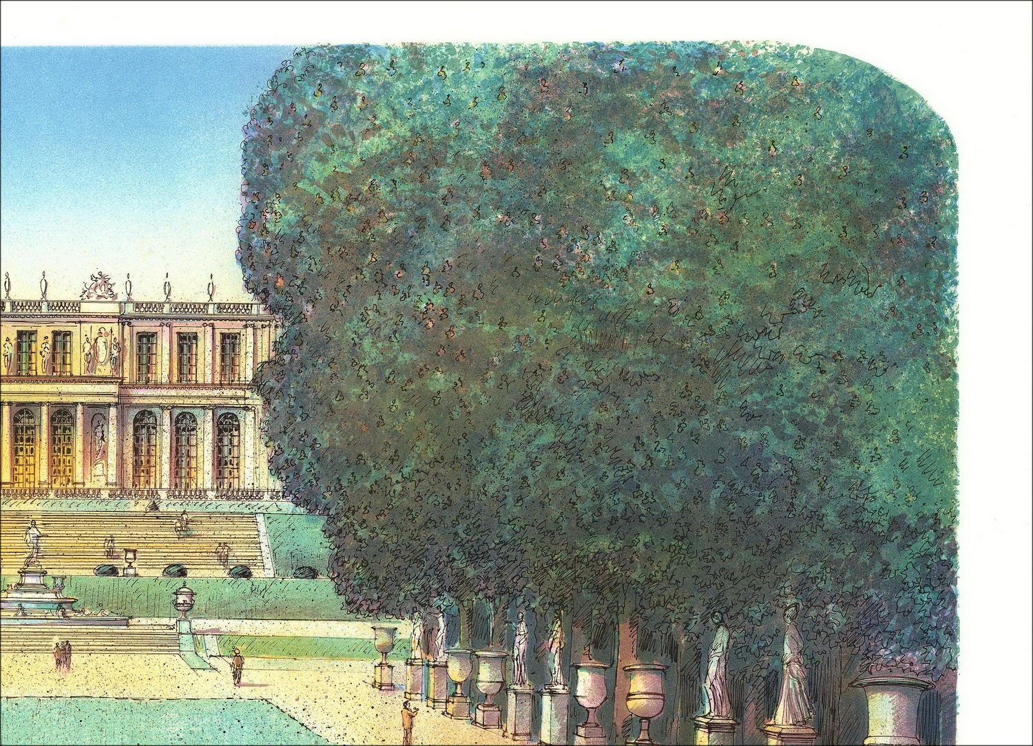 Rolf Rafflewski - Litografía original "Palacio de Versalles, la Cuenca Apollo" 54x75cm