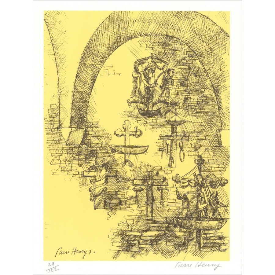 PIERRE-HENRY - Litografia originale "Composizione" 32x25 cm - 1971 - 1971 - Pittori di controllo edizione