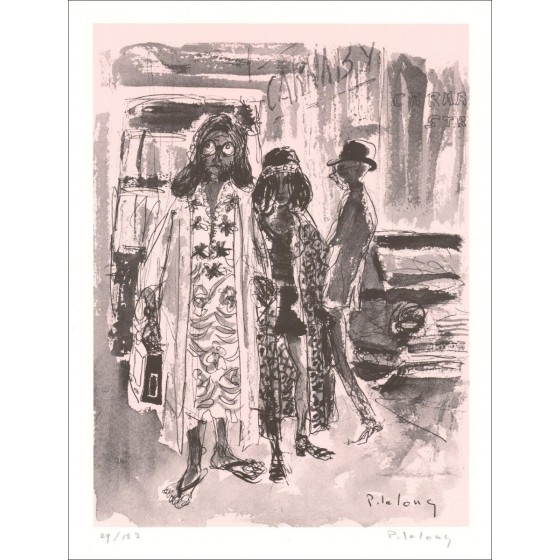 Pierre Lelong - Litografia originale "Carnaby Street, Londra" 32x25cm - 1971 - Painter di controllo in edizione