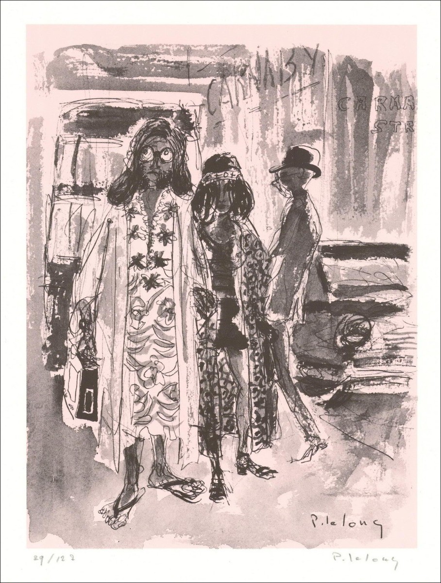 Pierre Lelong - Litografia originale "Carnaby Street, Londra" 32x25cm - 1971 - Painter di controllo in edizione