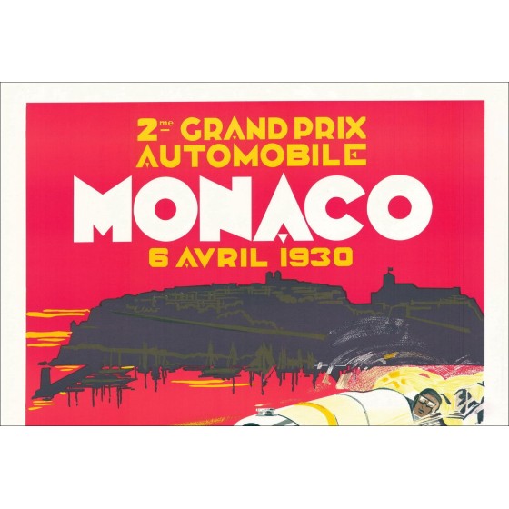 Robert Falcucci - Lithographie "Grand Prix Monaco 1930" 100x68cm