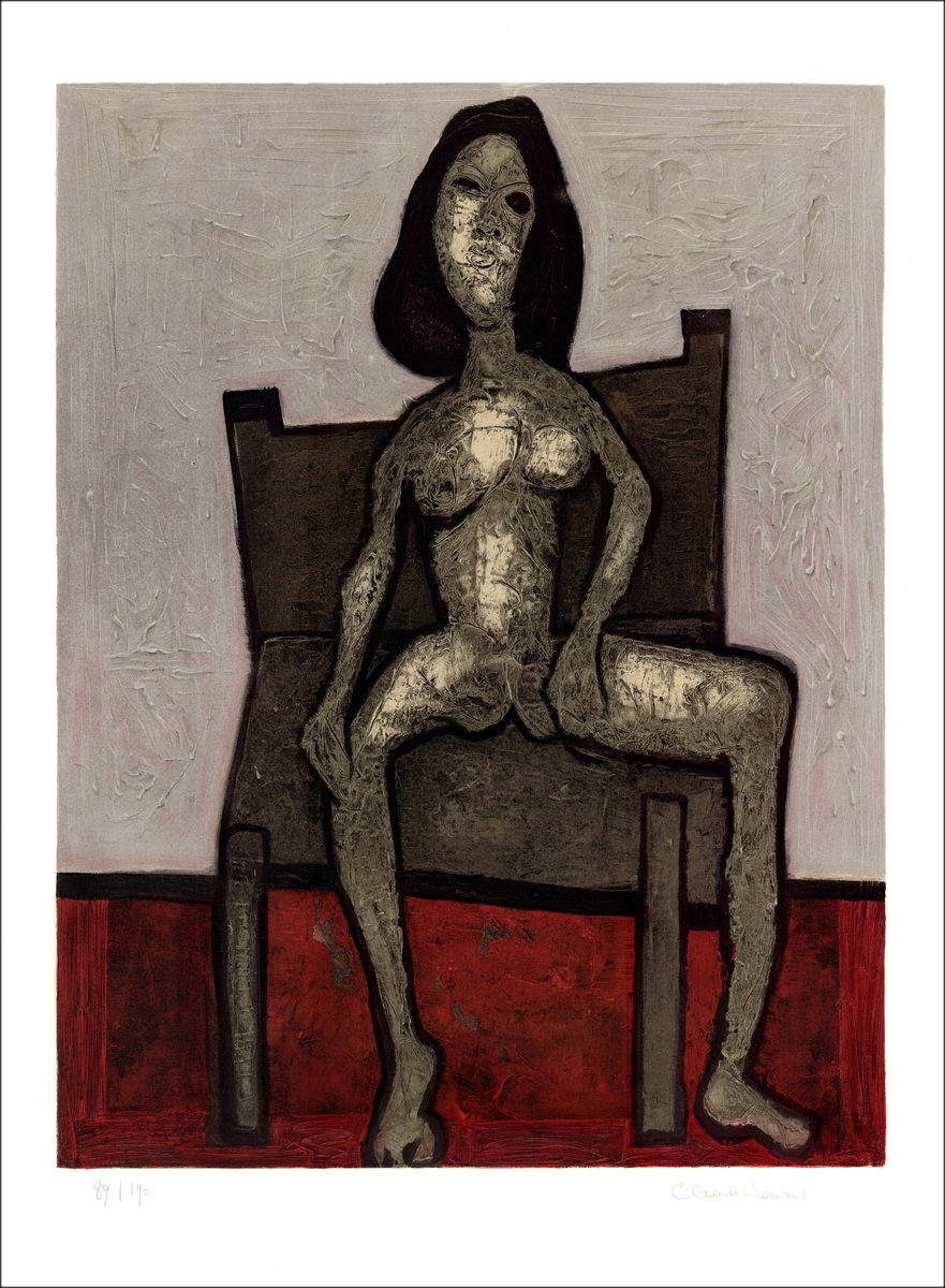 Comprar Claude Venard la litografía original gris desnuda