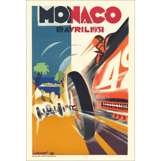 Robert Falcucci - Lithosche "Grand Prix Auto van Monaco 1931" 100x68cm