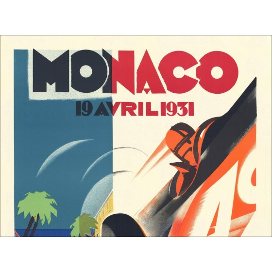 Robert Falcucci - Lithographie "Grand Prix Car of Monaco 1931" 100x68cm