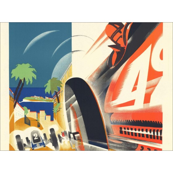 Robert Falcucci - Lithographie "Grand Prix Car of Monaco 1931" 100x68cm