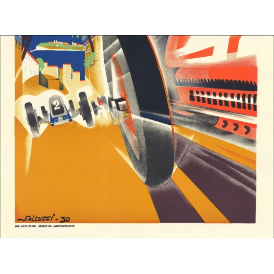 Robert FALCUCCI - Lithograph "Grand prix automobile de Monaco 1931" 100x68cm