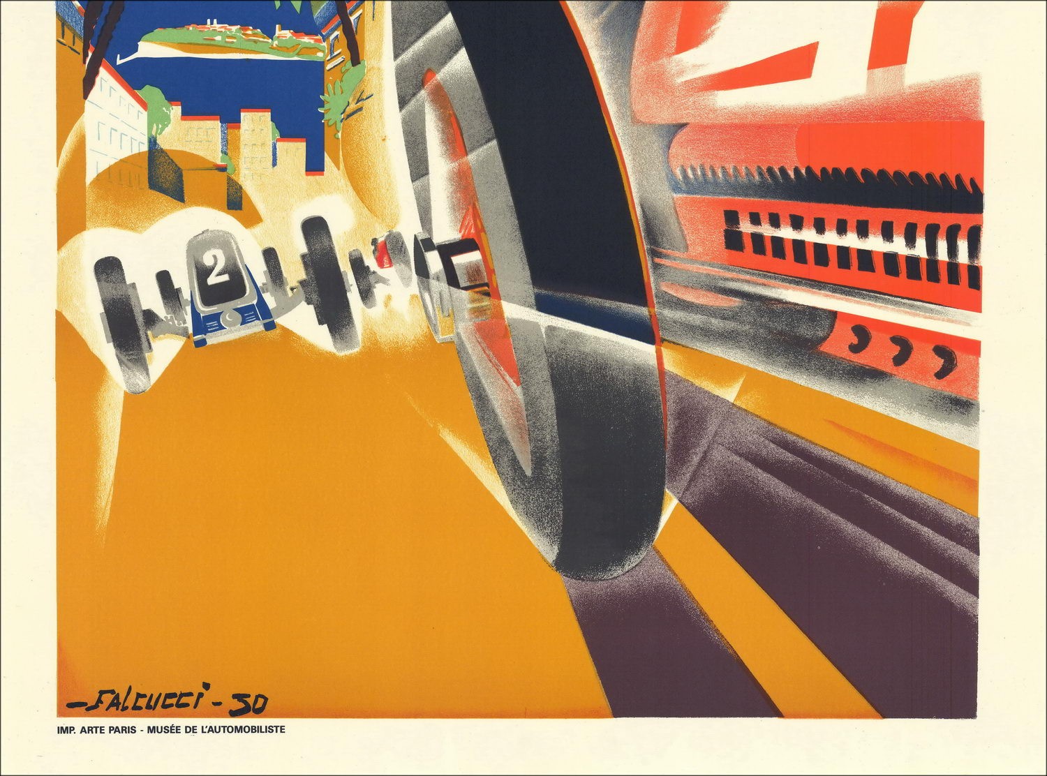 Robert Falcucci - Litografia "Grand Prix Car of Monaco 1931" 100x68cm