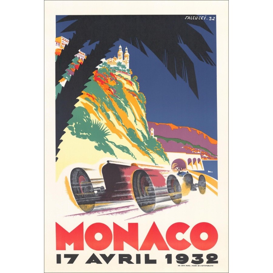 Robert Falcucci - Litografia "Grand Prix Monaco Automobile 1932" 100x68cm