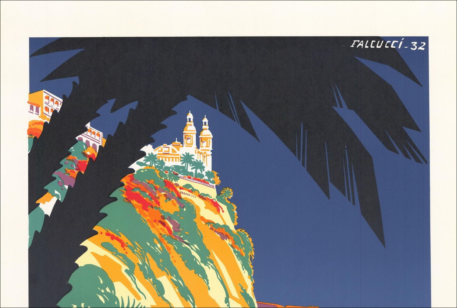 Robert Falcucci - Lithoschroef "Grand Prix Monaco Automobile 1932" 100x68cm