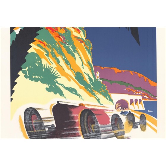 Robert Falcucci - Lithoschroef "Grand Prix Monaco Automobile 1932" 100x68cm