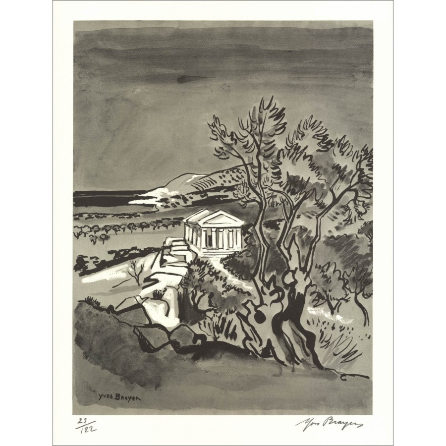 Yves BRAYER - Lithographie Originale "Paysage I" 32x25cm - 1971