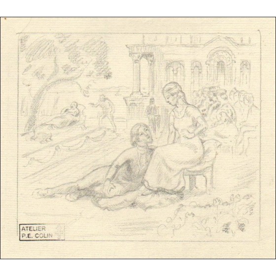 COLIN Paul-Émile - Drawing "Characters" 12x15cm