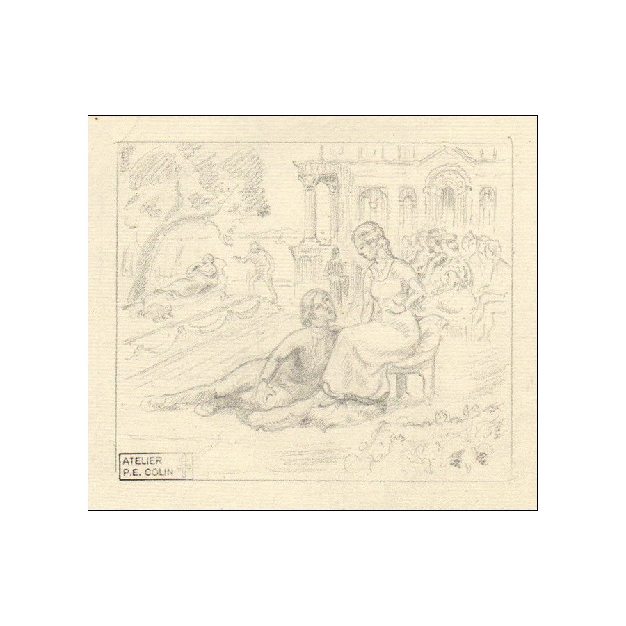 COLIN Paul-Émile - Drawing "Characters" 12x15cm
