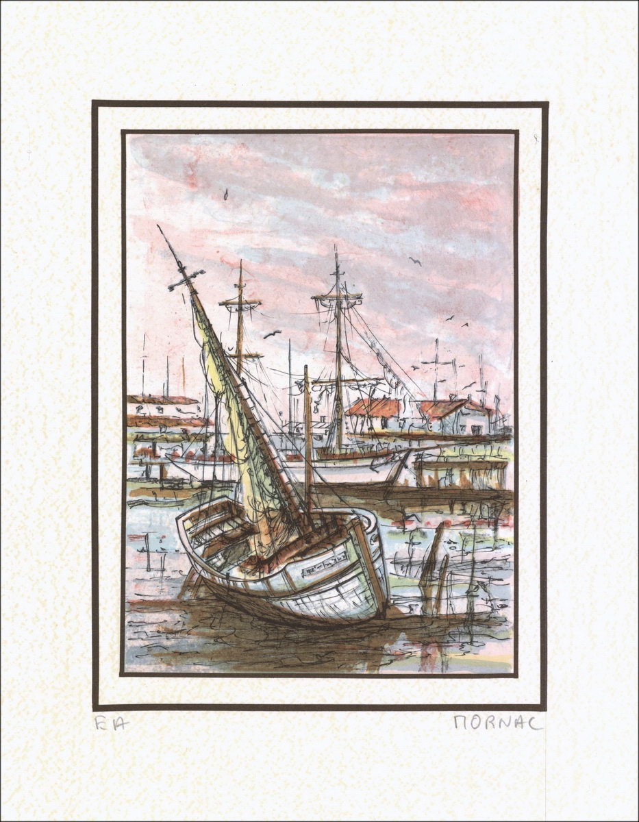 Boote - Original-Lithographie nummeriert und unterzeichnet in Bleistift des Künstlers - Budgetbereich, kleiner Preis, Dekoration