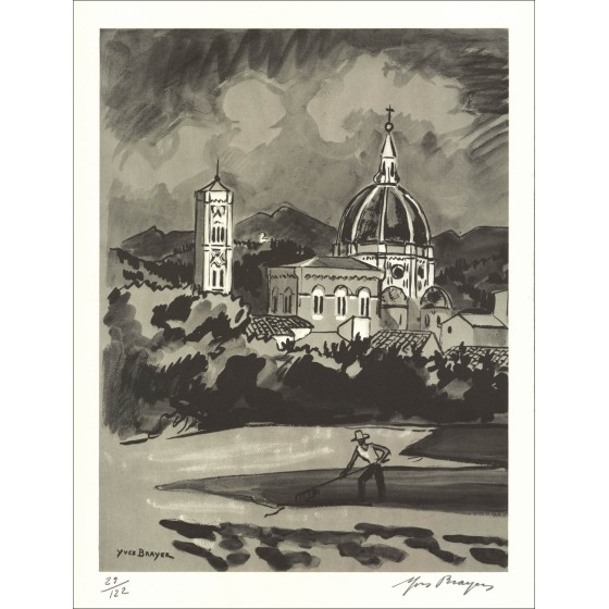 Yves BRAYER - Original Lithograph "Landscape II" 32x25cm - 1971