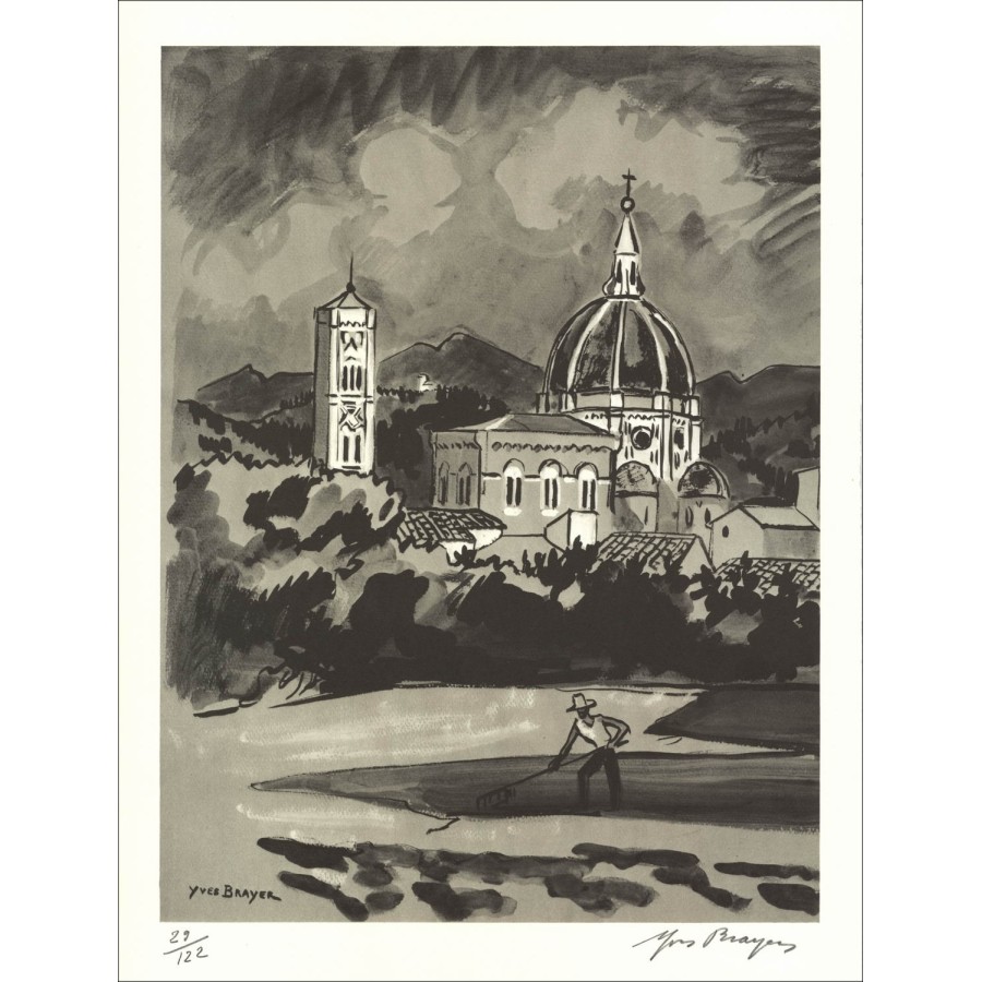 Yves BRAYER - Lithographie Originale "Paysage II" 32x25cm - 1971