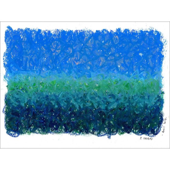 Jérôme Saam - Pastel original Dibujo en papel "El mar" 21x28cm
