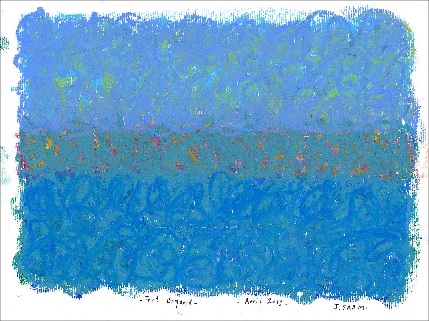 Jérôme Saam - dibujo original en Pastel en papel "Fort Boyard" 21x28cm