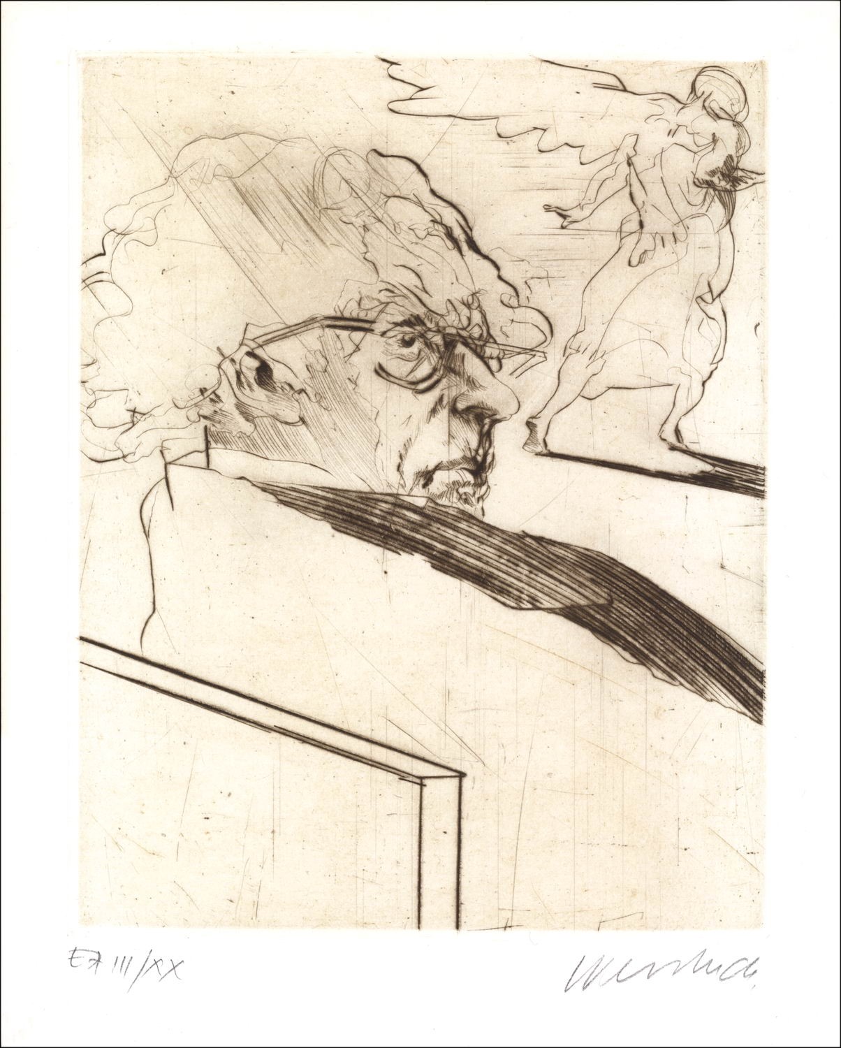 Acheter Autoportrait à l'ange Claude WEISBUCH Gravure originale