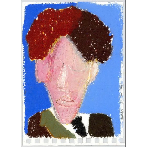 Jérôme Saam - Disegno originale con pastello su carta "Jean Cocteau" 21x15cm