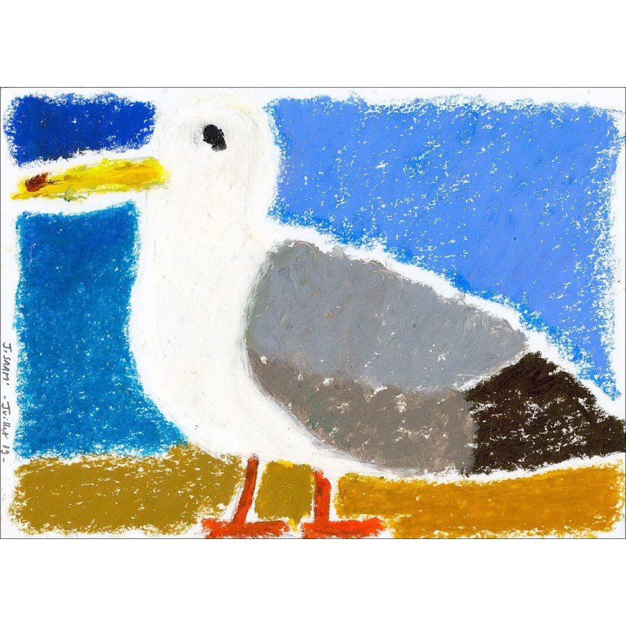 Jérôme SAAM - Original pastel drawing on paper "Goeland" 15x21cm
