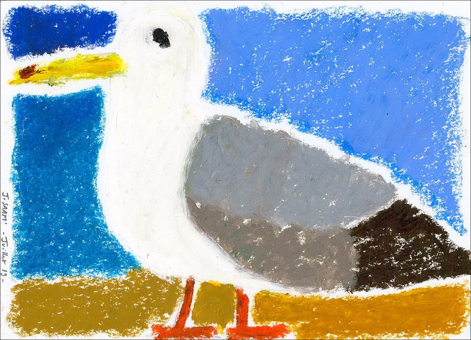 Jérôme SAAM - Original Pastellzeichnung auf Papier "Goeland" 15x21cm