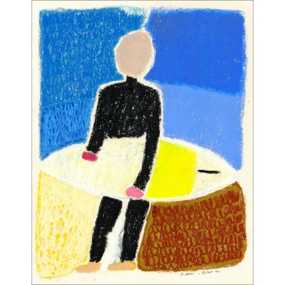 Jérôme Saam - Originalzeichnung mit Pastell auf Papier "Surfer" 35x28cm