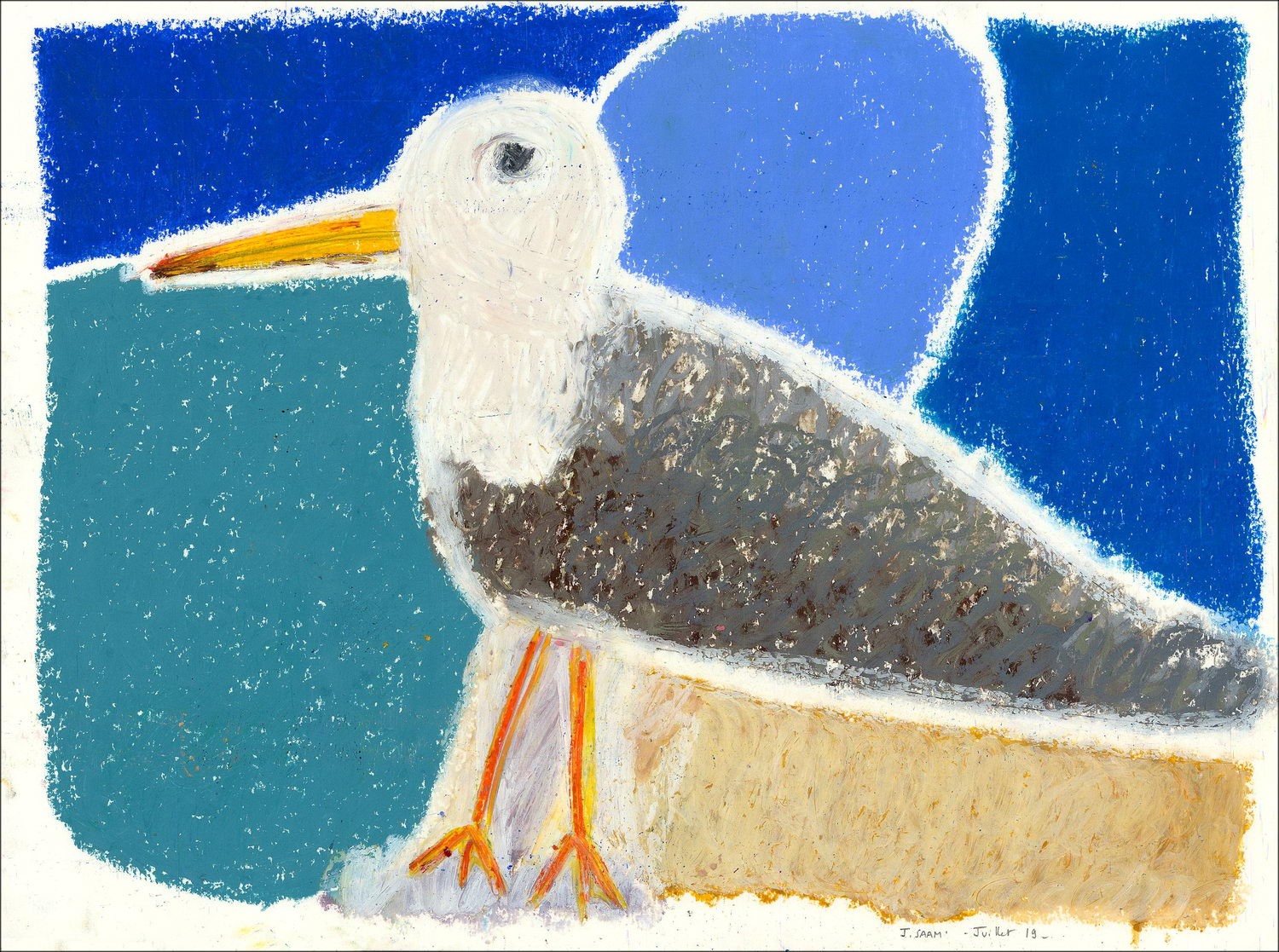 Jérôme SAAM - Original pastel drawing on paper "The Seagull" 30x41cm