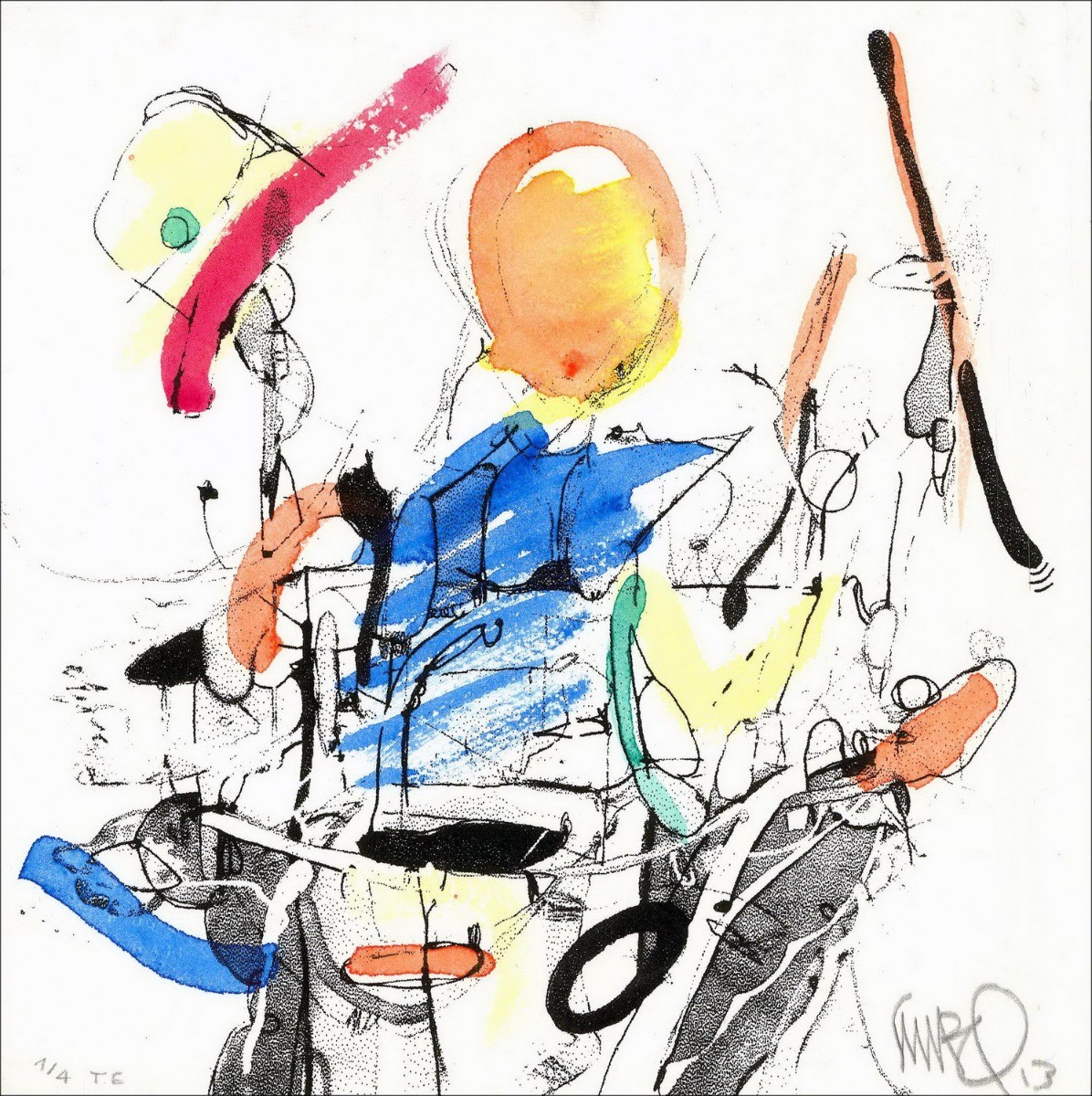 SMAEL Achat HPM, Aquarelle et sérigraphie - Composition 1