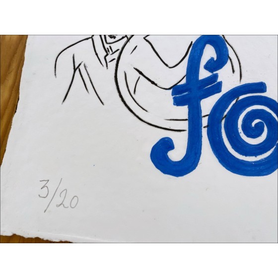 Jacques Villeglé - Original Aquagravure "Tutto prende forma (blu)" 64x55cm - 2020