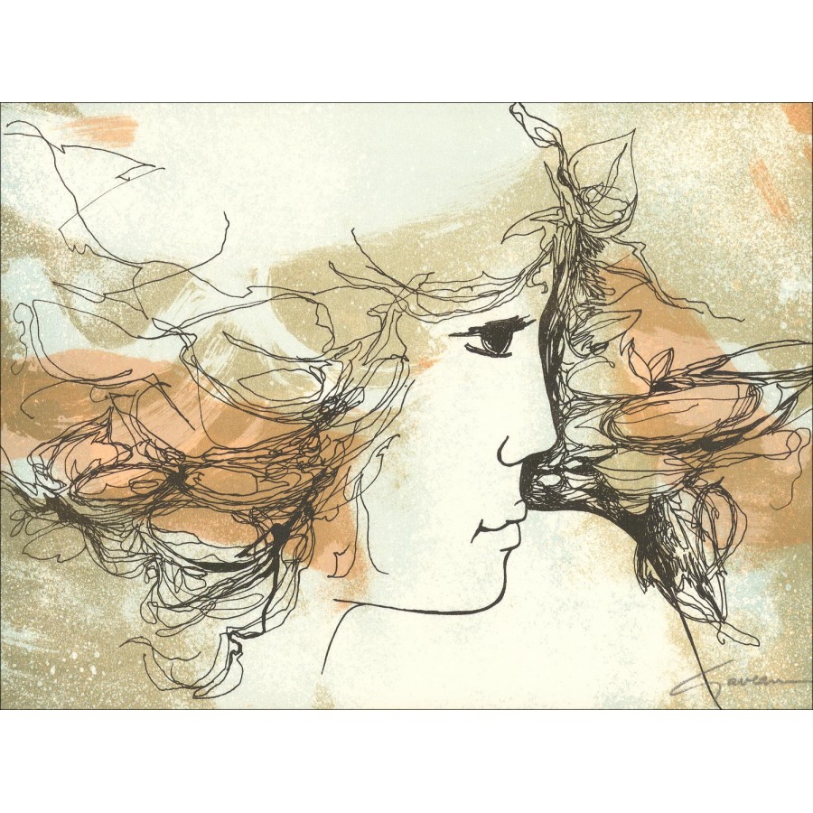 Acquistare il ritratto originale Litografia di donna Claude Gaveau