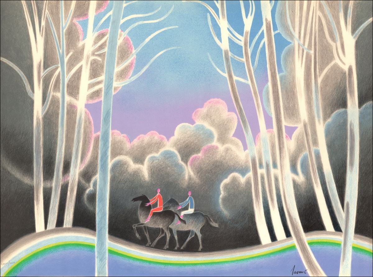 Albert ZAVARO - Lithographie Originale "En promenade"