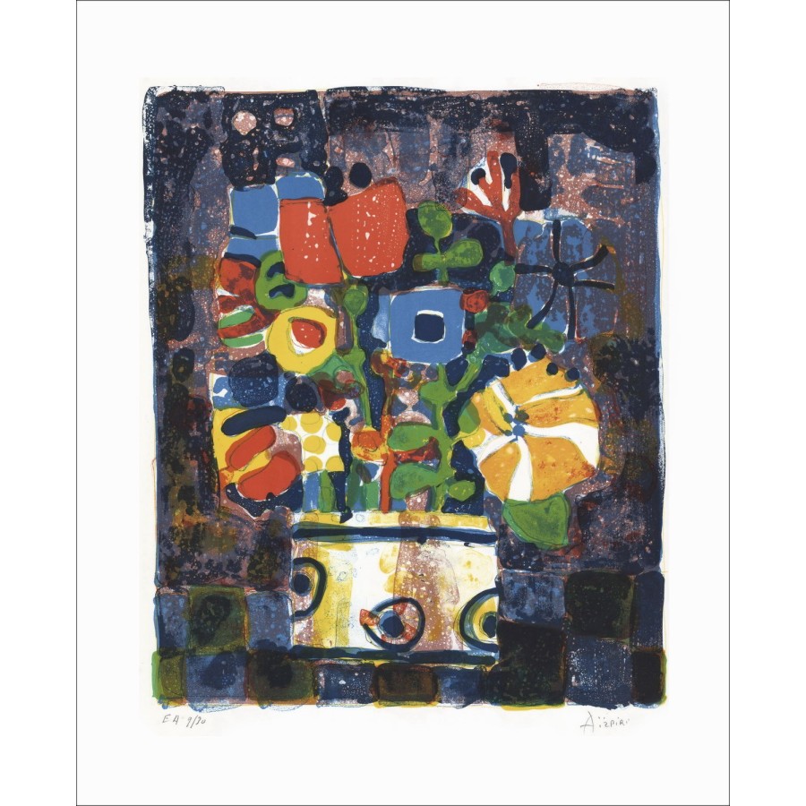 Paul Aïzpiri - Original-Lithographie "Der Blumenstrauß der Blumen 05" 76x56cm
