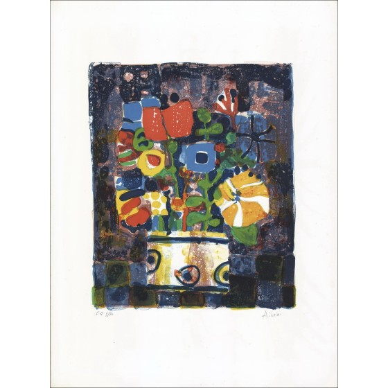 Paul Aïzpiri - Original-Lithographie "Der Blumenstrauß der Blumen 05" 76x56cm
