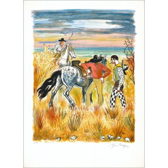 Acquista Litografia originale di Yves Brayer Gardans in Camargue