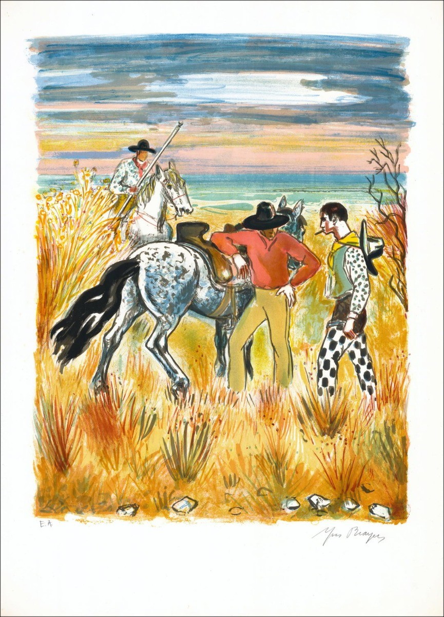 Kaufen Sie Original-Lithographie von Yves Bayer Gardianer in Camargue