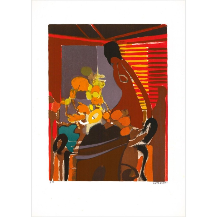 Alfred Afossez - Litografía original "Nunchalance" 76x54cm - 1972 - Prueba de artista firmada en lápiz