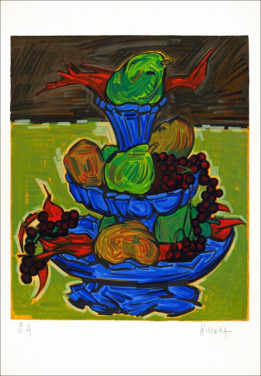 Isis Kischka - Original-Lithographie "Herbstfälle" 76x54cm - 1972 - in Bleistift signiert