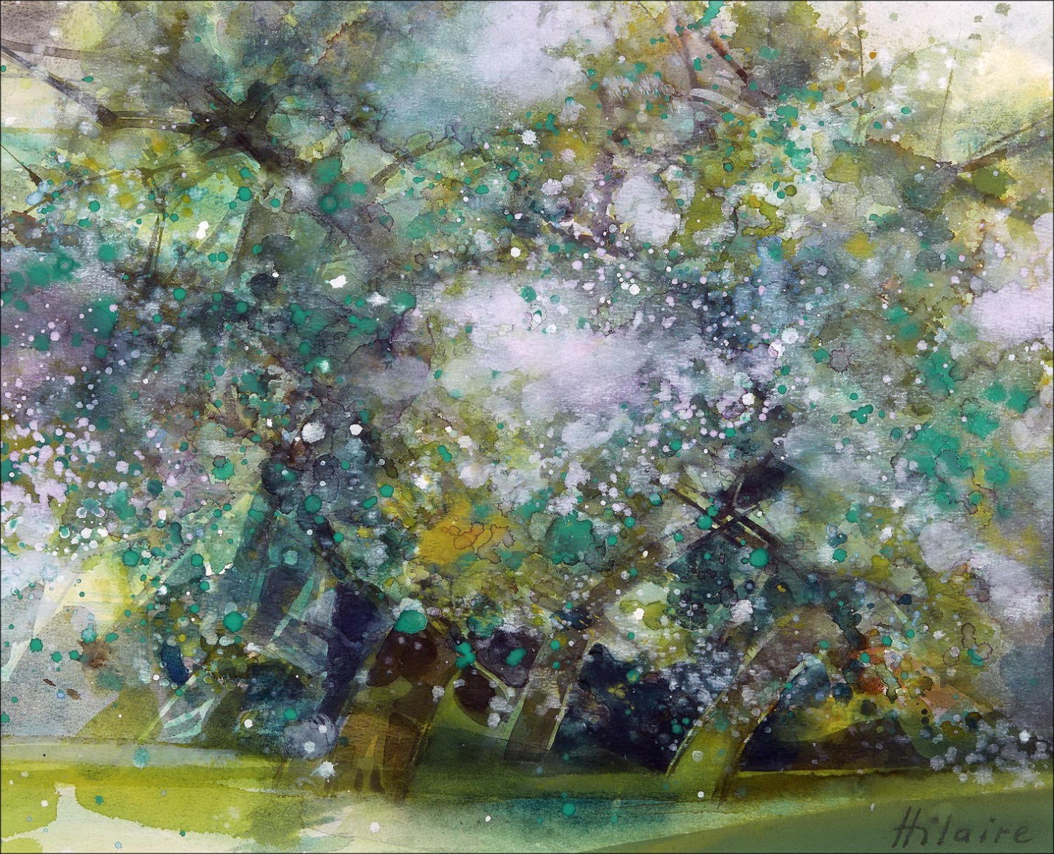 Originalaquarell, Der Obstgarten von Camille HILAIRE