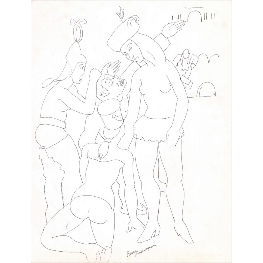 AMBROGIANI Pierre - Originalzeichnung in Tinte "Zeichen" 59x46cm